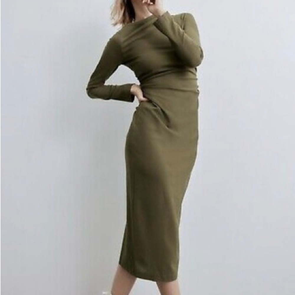 Zara Olive Long Sleeve Dress